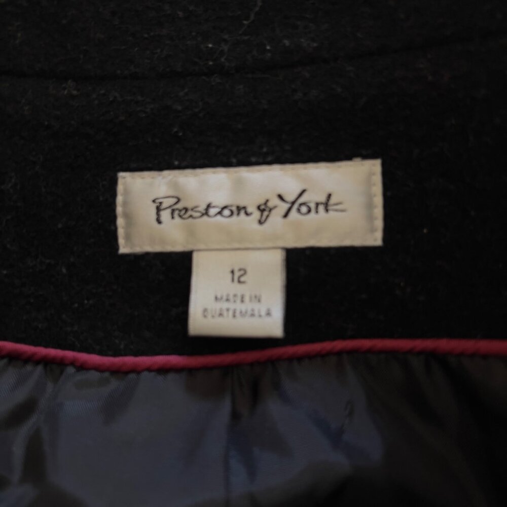 Preston & York Wool Trench Coat with Hot Pink Lining Trim NWOT sz 12 - Picture 5 of 9